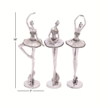SILVER POLYSTONE DANCER SCULPTURE