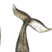 SILVER POLYSTONE WHALE SCULPTURE WITH VARIOUS SIZED TAILS AND COPPER DISTRESSING