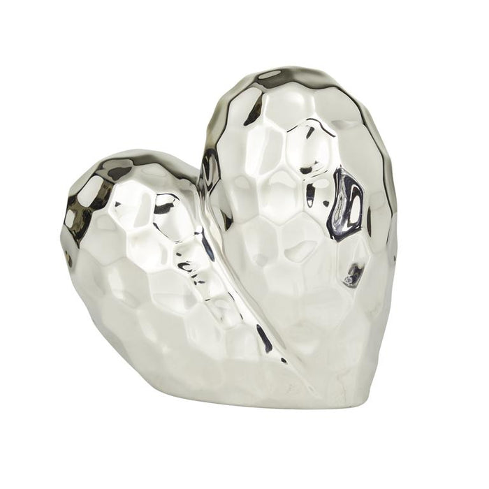 SILVER PORCELAIN HEART SCULPTURE
