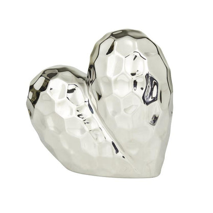 SILVER PORCELAIN HEART SCULPTURE