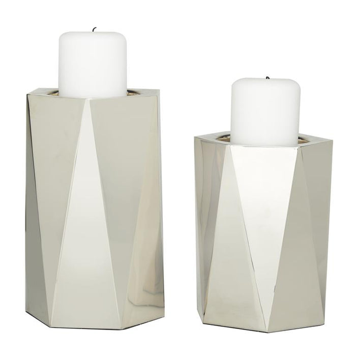 SILVER STAINLESS STEEL CANDLE HOLDER