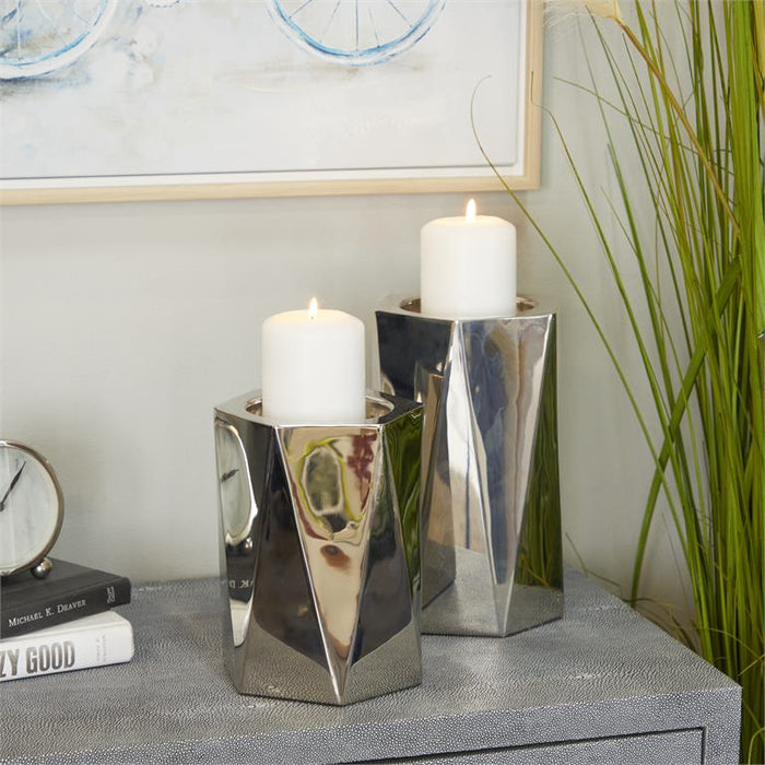 SILVER STAINLESS STEEL CANDLE HOLDER