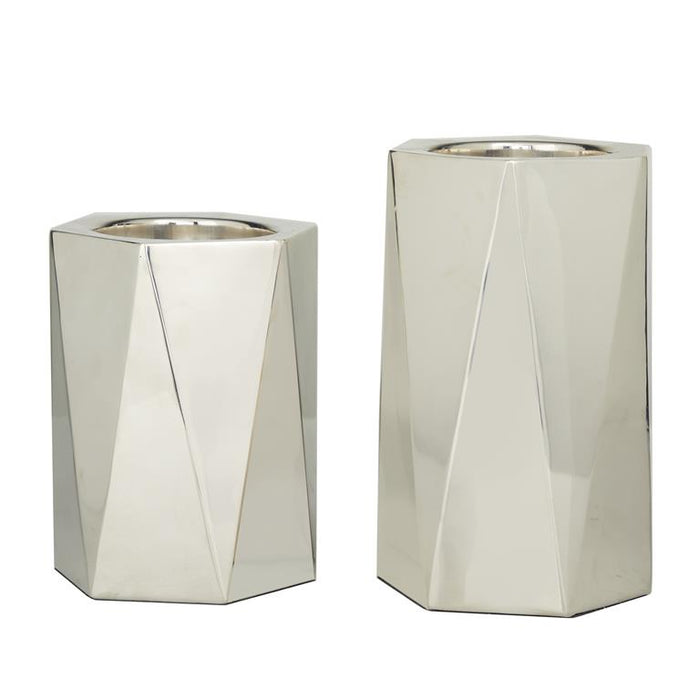 SILVER STAINLESS STEEL CANDLE HOLDER