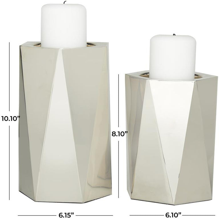 SILVER STAINLESS STEEL CANDLE HOLDER