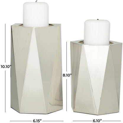 SILVER STAINLESS STEEL CANDLE HOLDER