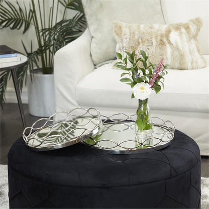 SILVER STAINLESS STEEL MIRRORED TRAY