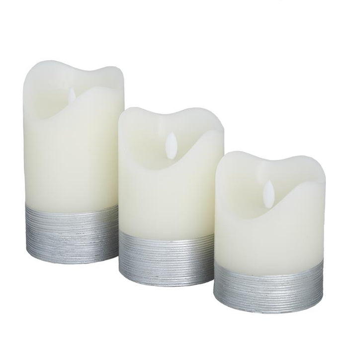 SILVER WAX SILVER BASE FLAMELESS CANDLE WITH REMOTE CONTROL