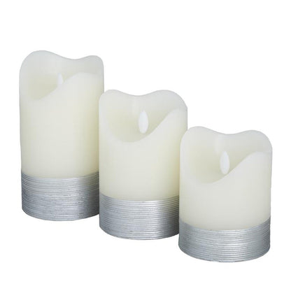 SILVER WAX SILVER BASE FLAMELESS CANDLE WITH REMOTE CONTROL