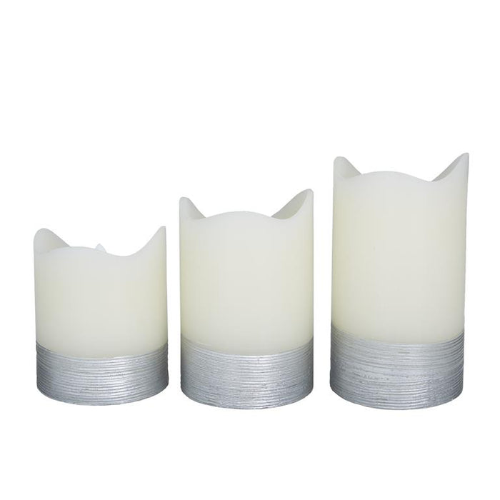 SILVER WAX SILVER BASE FLAMELESS CANDLE WITH REMOTE CONTROL