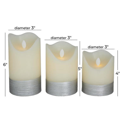 SILVER WAX SILVER BASE FLAMELESS CANDLE WITH REMOTE CONTROL