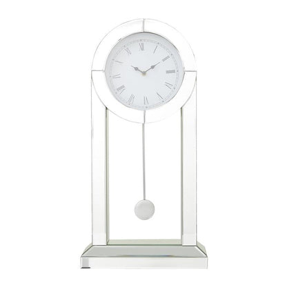 SILVER WOOD MIRRORED PENDULUM CLOCK