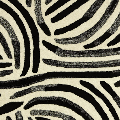 Skandi Brush Marks Black & White Cut Pile Rug