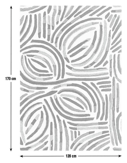 Skandi Brush Marks Black & White Cut Pile Rug