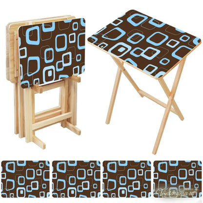 Space-Saving Retro Wooden TV Trays Set | Midcentury Modern Design - 4 Pack - retro tv tray