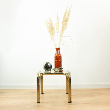 Square 1980s Golden Smoked Glass Side End Table Nightstand