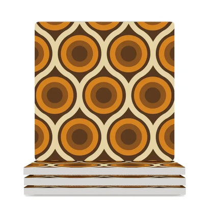 Square Ceramic Drink Coasters – Midcentury Modern Table Decor - 4PCS - retro coaster