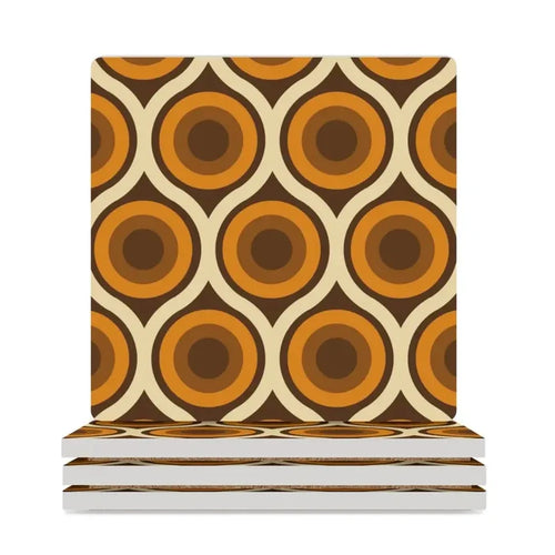 Square Ceramic Drink Coasters – Midcentury Modern Table Decor - 4PCS - retro coaster