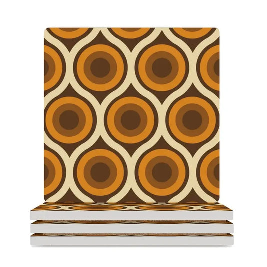 Square Ceramic Drink Coasters – Midcentury Modern Table Decor - 4PCS - retro coaster