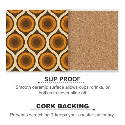 Square Ceramic Drink Coasters – Midcentury Modern Table Decor - retro coaster