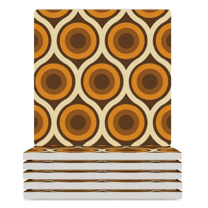 Square Ceramic Drink Coasters – Midcentury Modern Table Decor - 6PCS - retro coaster