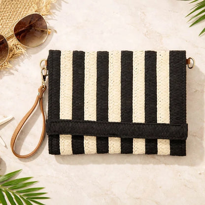 STRIPED WOVEN SUMMER CLUTCH