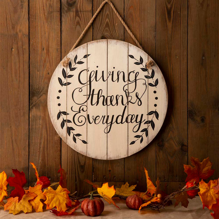 Thanksgiving Wall Decorations Farmhouse Wooden Wall Decorative Sign Round Hanging Thanksgiving Wall Art