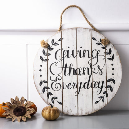 Thanksgiving Wall Decorations Farmhouse Wooden Wall Decorative Sign Round Hanging Thanksgiving Wall Art