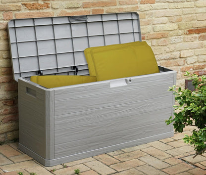 Toomax 280L Wood Effect Garden Storage Box - Grey