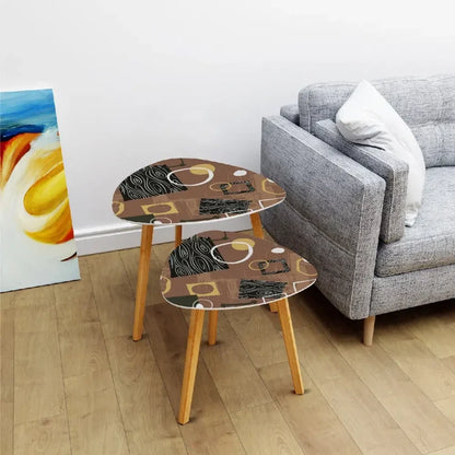 Triangle 60s Retro Tripod Nesting Table Set - Brown Black White Atomic - retro nesting tables