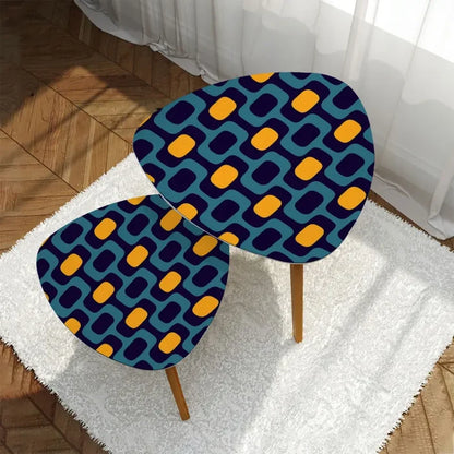Triangle 60s Retro Tripod Nesting Table Set Blue Orange - One Size - retro nesting tables