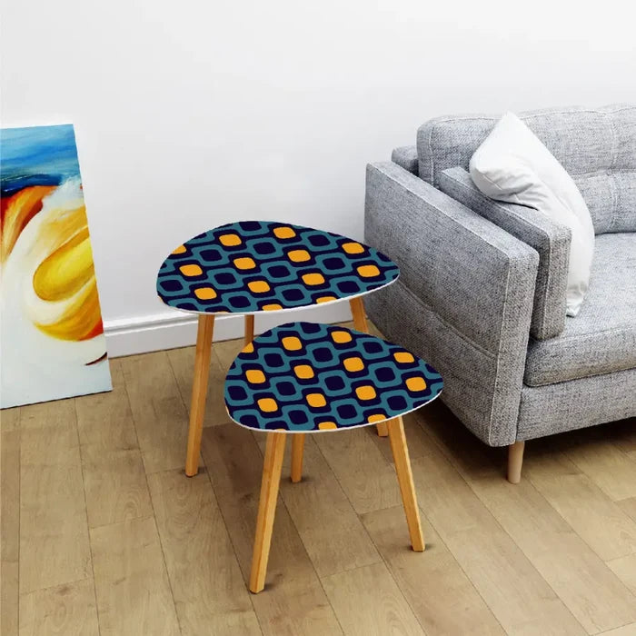 Triangle 60s Retro Tripod Nesting Table Set Blue Orange - One Size - retro nesting tables