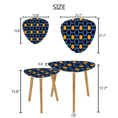 Triangle 60s Retro Tripod Nesting Table Set Blue Orange - One Size - retro nesting tables