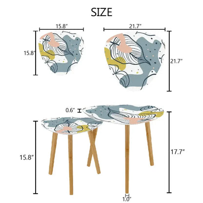 Triangle 60s Retro Tripod Nesting Table Set Leaves - One Size - retro nesting tables