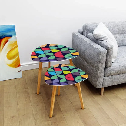 Triangle 60s Retro Tripod Nesting Table Set Modernist Rainbow - One Size - retro nesting tables