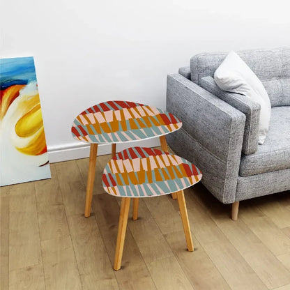 Triangle 60s Retro Tripod Nesting Table Set Mosaic Pattern - One Size - retro nesting tables