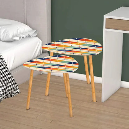 Triangle 60s Retro Tripod Nesting Table Set Multicolor Diamonds - One Size - retro nesting tables