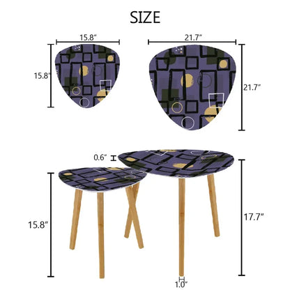 Triangle 60s Retro Tripod Nesting Table Set Purple Geometric - One Size - retro nesting tables