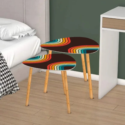 Triangle 60s Retro Tripod Nesting Table Set Rainbow Black - One Size - retro nesting tables