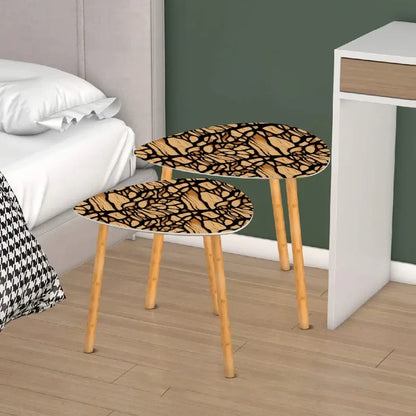 Triangle 60s Retro Tripod Nesting Table Set Wood Pattern - One Size - retro nesting tables