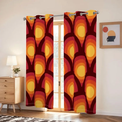Triangle Peacock Eyes 70s Retro Tripod Nesting Table Set - Orange Red - retro ads