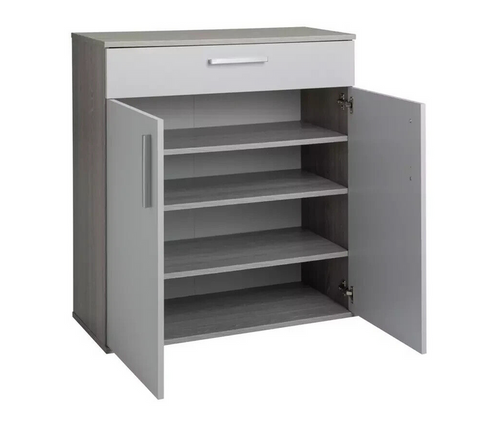 Venetia 2 Door Shoe Storage Cabinet - Grey & Oak