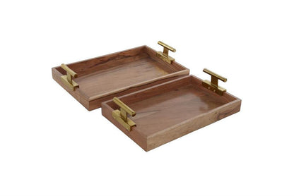 VENUS WILLIAMS COLLECTION  BROWN WOOD MODERN TRAY