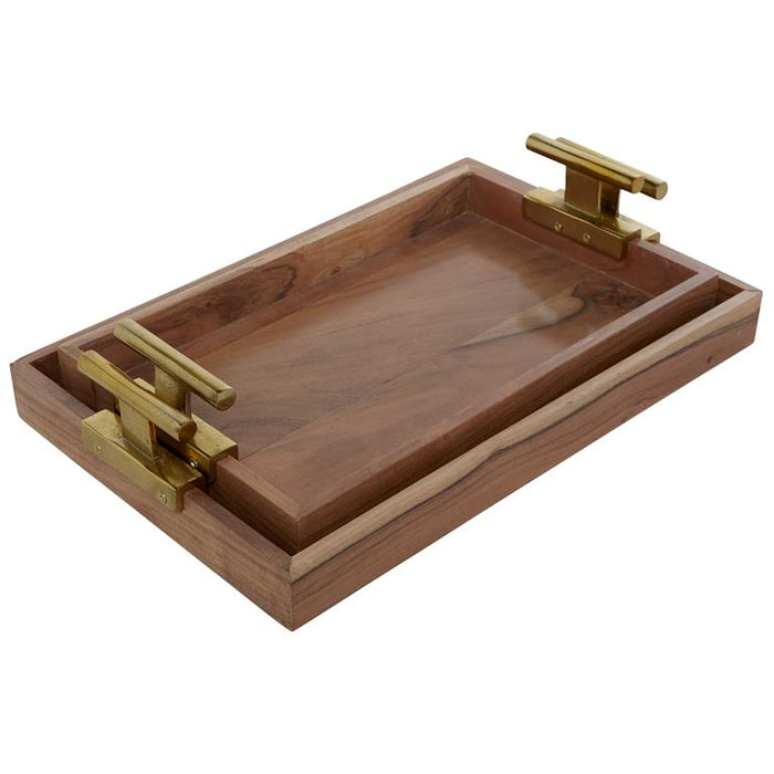 VENUS WILLIAMS COLLECTION  BROWN WOOD MODERN TRAY