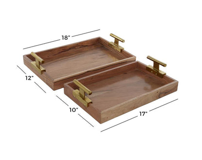VENUS WILLIAMS COLLECTION  BROWN WOOD MODERN TRAY