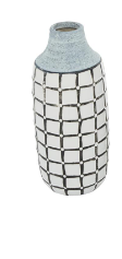 WHITE CERAMIC HANDMADE VASE WITH GRID PATTERN