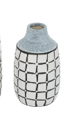 WHITE CERAMIC HANDMADE VASE WITH GRID PATTERN