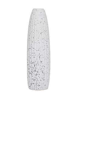 WHITE CERAMIC SPECKLED VASE, 5" X 5" X 18"