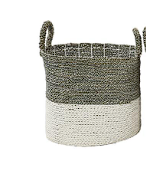 WHITE DRIED PLANT CONTEMPORARY STORAGE BASKET