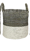 WHITE DRIED PLANT CONTEMPORARY STORAGE BASKET