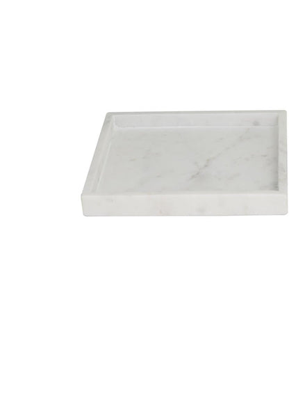 WHITE MARBLE TRAY WITH RAISED BORDER